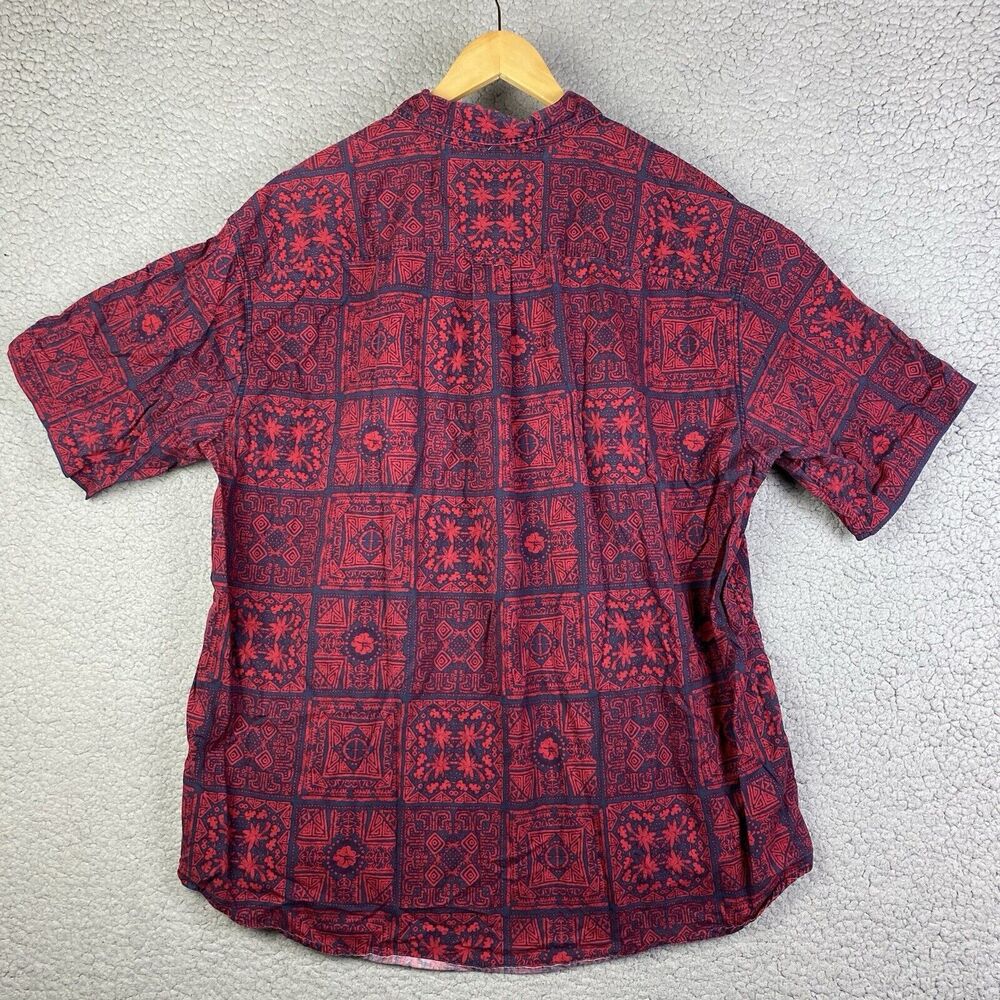 Trader Bay Mens Button Xl Red Floral Tiki Hawaiia… - image 2